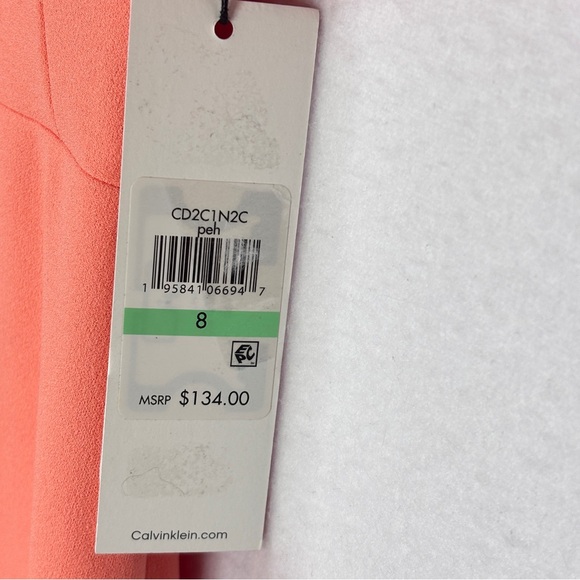 Calvin Klein Coral Capelet Sheath Dress Size 8 - Picture 7 of 10